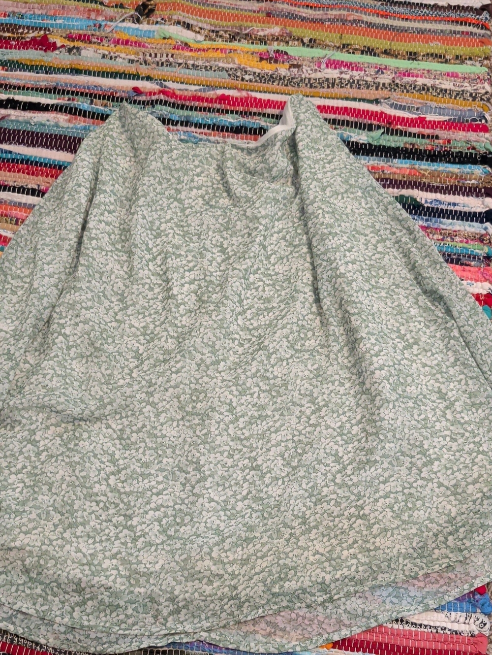Women's Light Green Floral A-Line Skirt